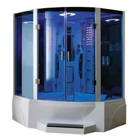 Mesa 608P Steam Shower 63" x 63" x 85" Blue Glass - Houux