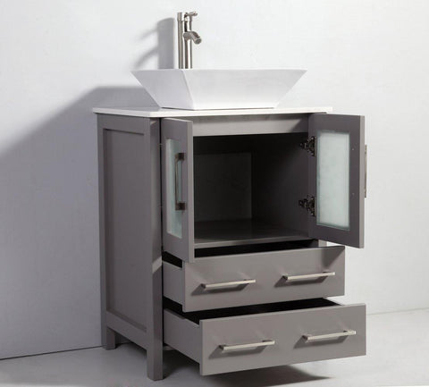 Legion Furniture 24" Light Gray Solid Wood Sink Vanity With Mirror WA7824LG
