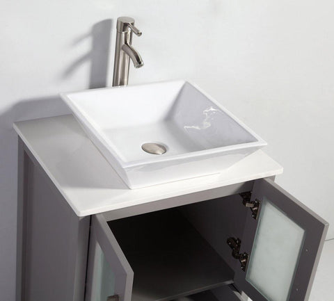 Legion Furniture 24" Light Gray Solid Wood Sink Vanity With Mirror WA7824LG