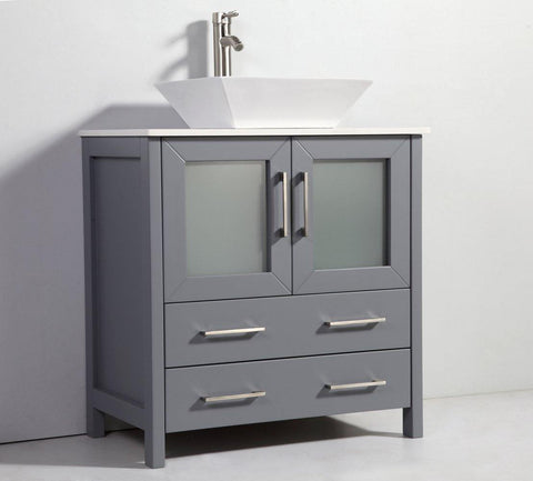 Legion Furniture 30" Dark Gray Solid Wood Sink Vanity With Mirror WA7830DG