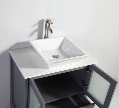 Legion Furniture 30" Dark Gray Solid Wood Sink Vanity With Mirror WA7830DG