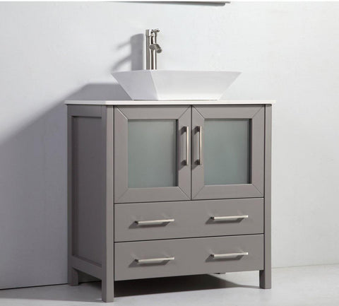 Legion Furniture 30" Light Gray Solid Wood Sink Vanity With Mirror WA7830LG