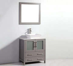 Legion Furniture 30" Light Gray Solid Wood Sink Vanity With Mirror WA7830LG
