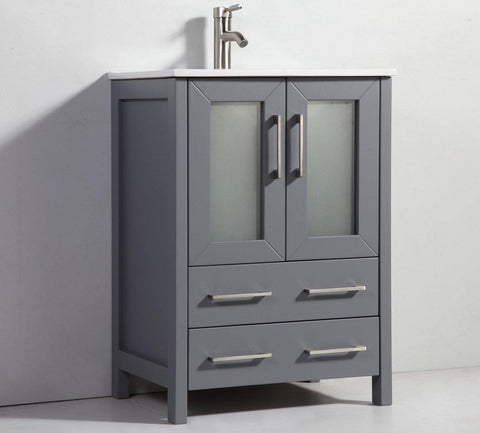 Legion Furniture 24" Dark Gray Solid Wood Sink Vanity With Mirror WA7924DG