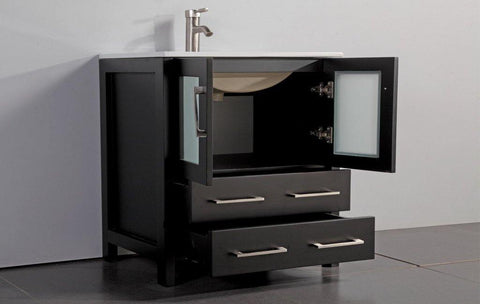 Legion Furniture 30" Espresso Solid Wood Sink Vanity With Mirror WA7930E