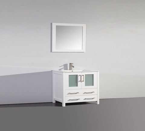 Legion Furniture 36" White Solid Wood Sink Vanity With Mirror WA7936W