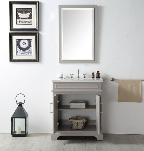 Legion Furniture WH7730-WG 30" Wood Sink Vanity With Ceramic Top, No Faucet