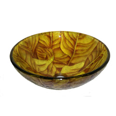 Legion Furniture Tempered Glass Vessel Sink Bowl Yellow Leaf ZA-203 - Houux