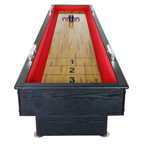 Avenger 9-Foot Shuffleboard for Family Game Rooms with Padded Gutters, Leg Levelers, 8 Pucks and Wax - Houux