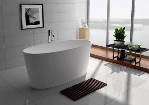 Legion Furniture WJ8602-W 62.2" White Matt Solid Surface Tub, No Faucet - Houux