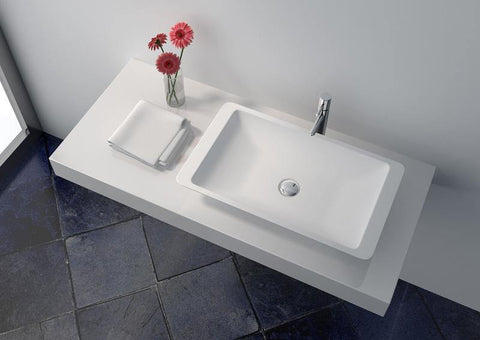 Legion Furniture WJ9002-W 23.6" White Matt Solid Surface Bowl, No Faucet - Houux