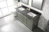 Image of Legion Furniture WLF2260D-PG 60" Pewter Green Finish Double Sink Vanity Cabinet With Blue Lime Stone Top - Houux