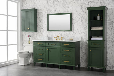 Legion Furniture WLF2260S-VG 60" Vogue Green Finish Single Sink Vanity Cabinet With Carrara White Top - Houux