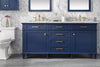 Image of Legion Furniture WLF2272-B 72" Blue Double Single Sink Vanity Cabinet With Carrara White Top - Houux