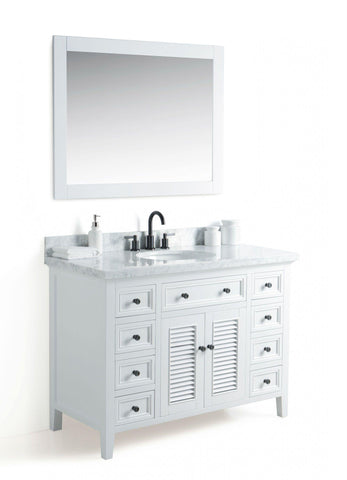 Legion Furniture WS2148-W 48" Solid Wood Sink Vanity With Mirror and Faucet - Houux