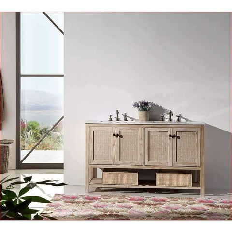 Legion Furniture 60" Double Sink Vanity WH5160 Rustic White - Houux