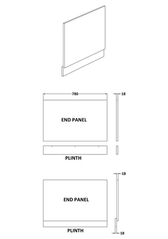 Nuie BPR113 Straight End Panel & Plinth (800mm), Gloss White