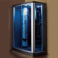 Mesa 803L Steam Shower 54"L x 35"W x 85"H - Blue Glass - Houux