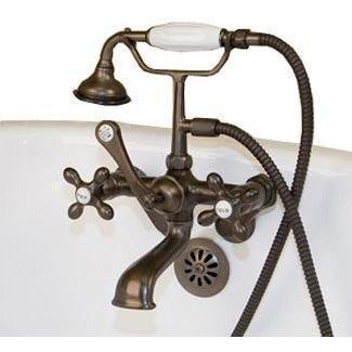 Cambridge Plumbing Clawfoot Tub Faucet - British Telephone w/ Hand Held Shower CAM463W - Houux