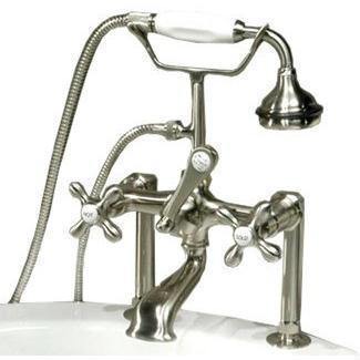 Cambridge Plumbing Clawfoot Tub Faucet w/ Hand Held Shower- 6" Brass CAM463-6 - Houux