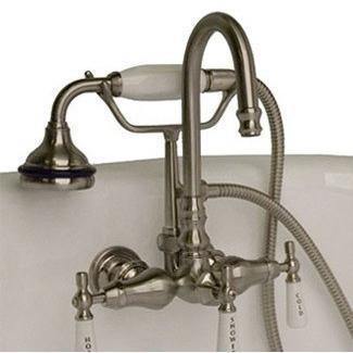 Cambridge Plumbing Clawfoot Tub Faucet - Brass Wall Mount w/ Hand Held Shower CAM684W - Houux