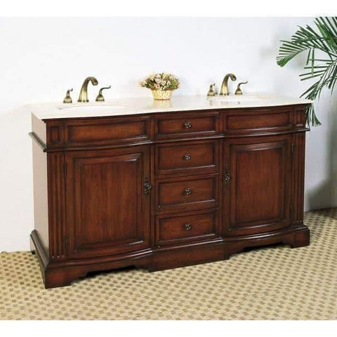 Legion Furniture Bathroom Double Sink Vanity Mahogany Brown 60.5" LF18 - Houux