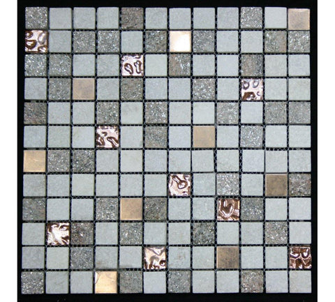 Legion Furniture Mix Tile MS-MIXED11 Tempered Glass, Stone & Copper