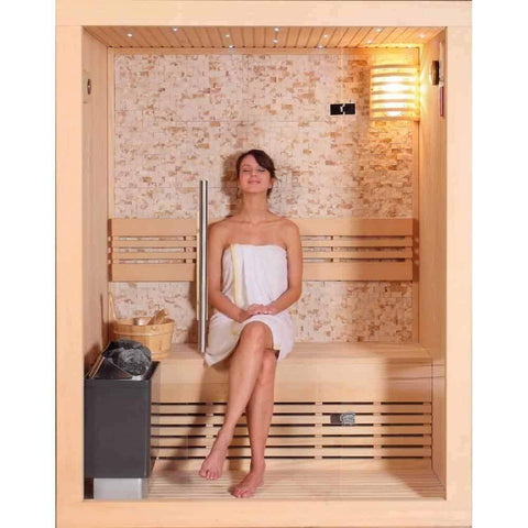 SunRay Rockledge Traditional Finnish 2 Person Steam Sauna 59" x 42" x 75" 200LX - Houux