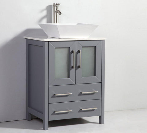Legion Furniture 24" Dark Grey Solid Wood Sink Vanity With Mirror WA7824DG