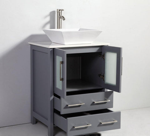 Legion Furniture 24" Dark Grey Solid Wood Sink Vanity With Mirror WA7824DG
