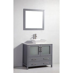 Legion Furniture 36" Dark Gray Solid Wood Sink Vanity With Mirror WA7836DG