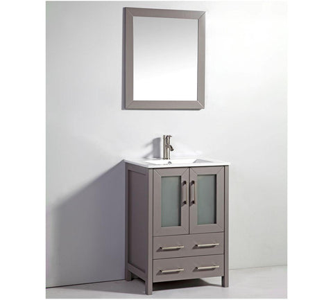 Legion Furniture 24" Light Gray Solid Wood Sink Vanity With Mirror WA7924LG