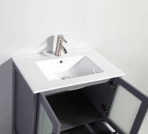 Legion Furniture 30" Dark Gray Solid Wood Sink Vanity With Mirror WA7930DG