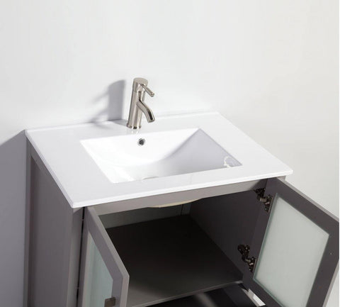 Legion Furniture 30" Light Gray Solid Wood Sink Vanity With Mirror WA7930LG