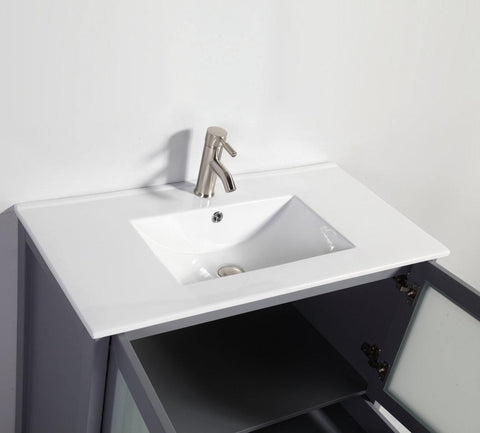 Legion Furniture 36" Dark Gray Solid Wood Sink Vanity With Mirror WA7936DG