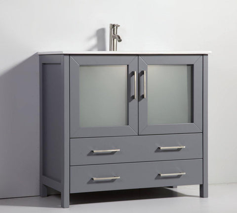 Legion Furniture 36" Dark Gray Solid Wood Sink Vanity With Mirror WA7936DG