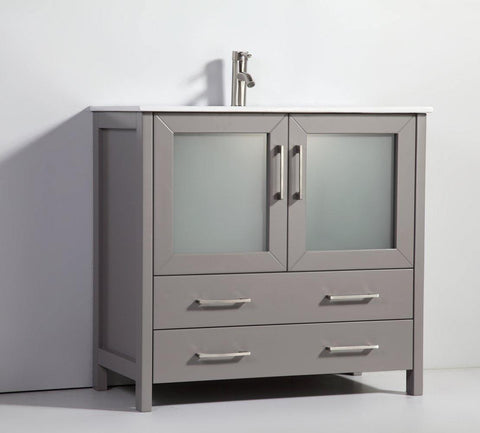 Legion Furniture 36" Light Gray Solid Wood Sink Vanity With Mirror WA7936LG