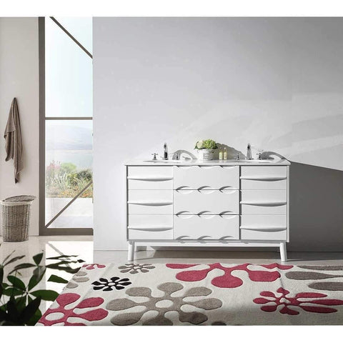 Legion Furniture 60" White Bathroom Vanity Ceramic WH5060 - Houux