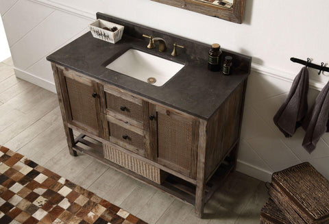 Legion Furniture WH5148-BR 48" Solid Wood Sink Vanity With Moon Stone Top, No Faucet