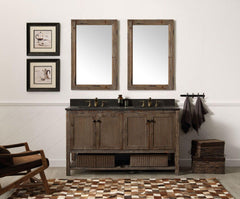Legion Furniture WH5160-BR 60" Solid Wood Sink Vanity With Moon Stone Top, No Faucet