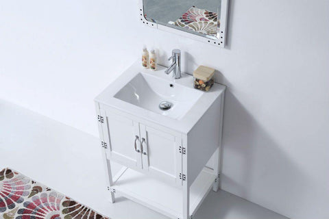 Legion Furniture 24" White Color Wood Sink Vanity With Ceramic Top, No Faucet WH5824-W