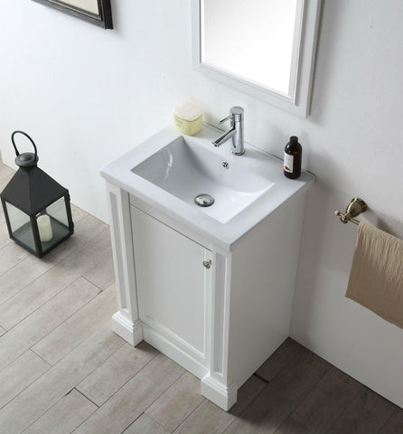 Legion Furniture WH7124-W 24" Wood Sink Vanity With Ceramic Top, No Faucet