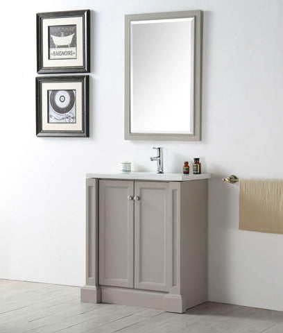 Legion Furniture WH7130-WG 30" Wood Sink Vanity With Ceramic Top, No Faucet