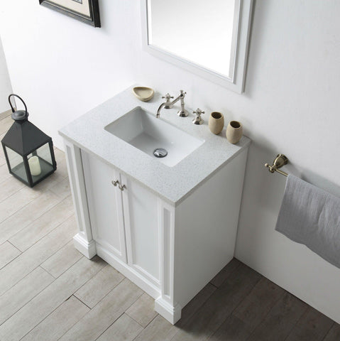 Legion Furniture WH7230-W 30" Wood Sink Vanity With Quartz Top, No Faucet