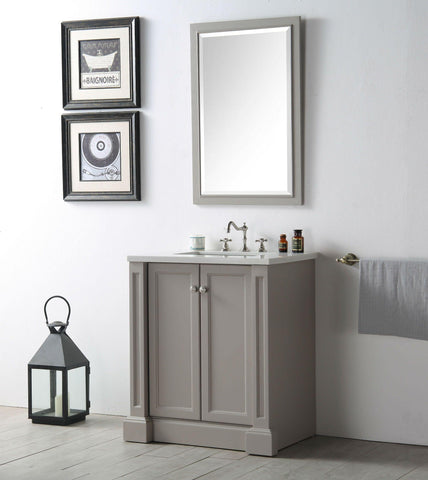 Legion Furniture WH7230-WG 30" Wood Sink Vanity With Quartz Top, No Faucet
