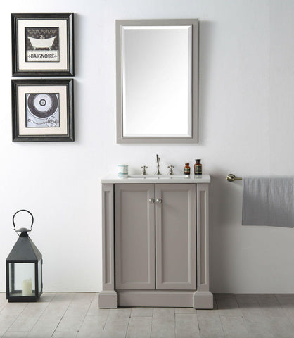 Legion Furniture WH7230-WG 30" Wood Sink Vanity With Quartz Top, No Faucet