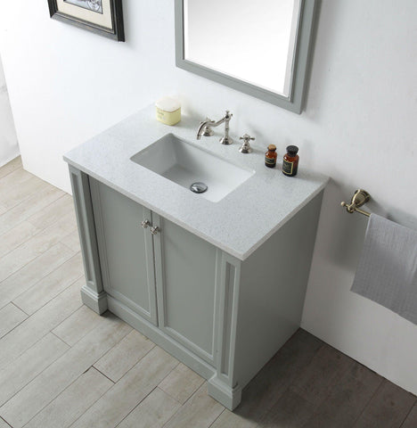 Legion Furniture WH7236-CG 36" Wood Sink Vanity With Quartz Top, No Faucet