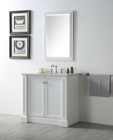Legion Furniture WH7236-W 36" Wood Sink Vanity With Quartz Top, No Faucet