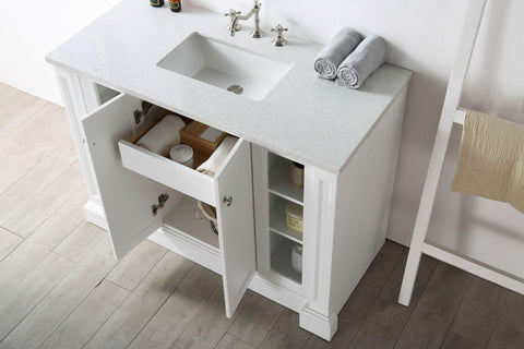 Legion Furniture WH7248-W 48" Wood Sink Vanity With Quartz Top, No Faucet