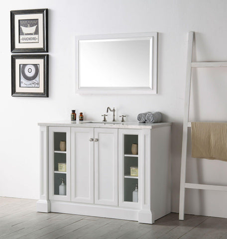 Legion Furniture WH7248-W 48" Wood Sink Vanity With Quartz Top, No Faucet